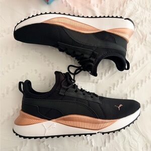 Puma Black and Rose Gold Easy Street Sneakers Youth Athletic Shoes